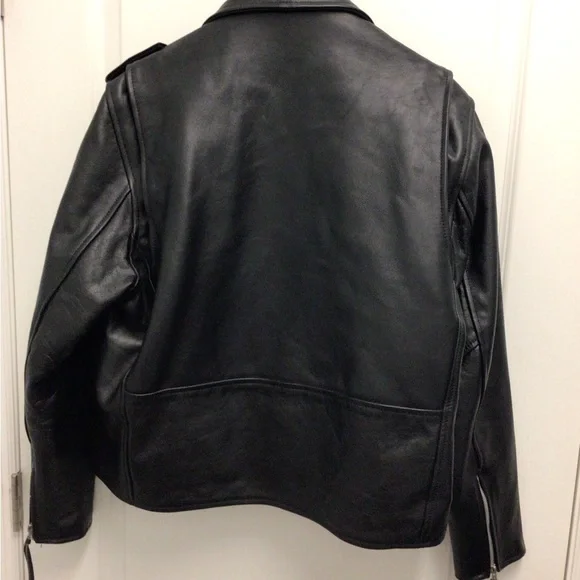 Classic Black Leather Biker Jacket - Picture 9 of 15